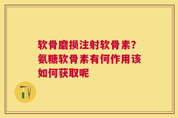 软骨磨损注射软骨素?氨糖软骨素有何作用该如何获取呢