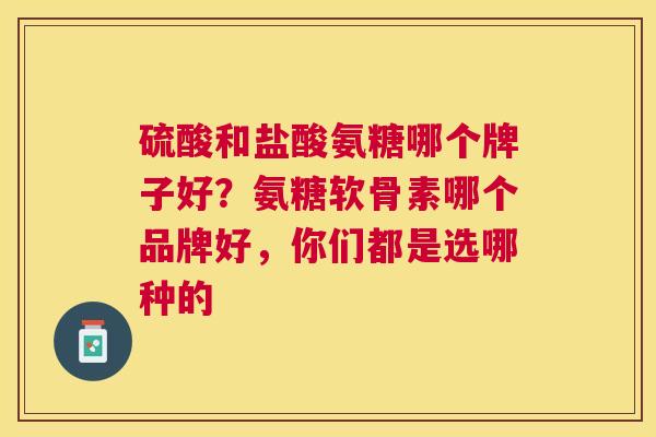 硫酸和盐酸氨糖哪个牌子好?氨糖软骨素哪个品牌好,你们都是选哪种的 硫酸和盐酸氨糖哪个牌子好?氨糖软骨素哪个品牌好,你们都是选哪种的