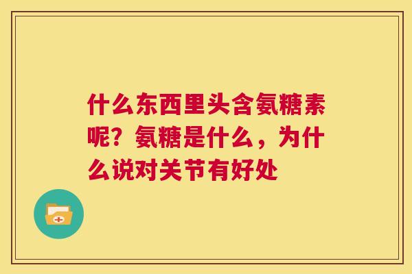 什么东西里头含氨糖素呢?氨糖是什么,为什么说对关节有好处
