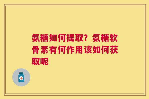 氨糖如何提取?氨糖软骨素有何作用该如何获取呢