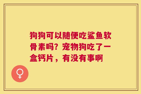 狗狗可以随便吃鲨鱼软骨素吗？宠物狗吃了一盒钙片，有没有事啊