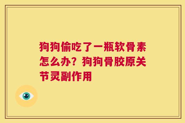 狗狗偷吃了一瓶软骨素怎么办?狗狗骨胶原关节灵副作用