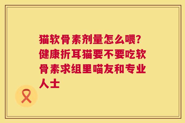 猫软骨素剂量怎么喂?健康折耳猫要不要吃软骨素求组里喵友和专业人士