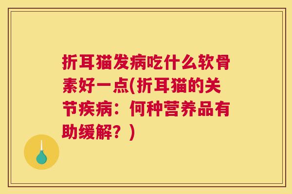 折耳猫发病吃什么软骨素好一点(折耳猫的关节疾病:何种营养品有助缓解?)