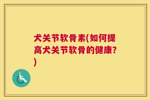 犬关节软骨素(如何提高犬关节软骨的健康?)
