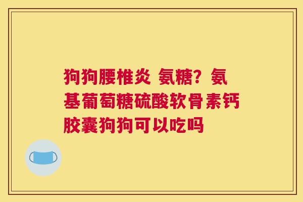 狗狗腰椎炎 氨糖？氨基葡萄糖硫酸软骨素钙胶囊狗狗可以吃吗