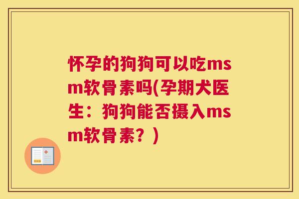 怀孕的狗狗可以吃msm软骨素吗(孕期犬医生：狗狗能否摄入msm软骨素？)