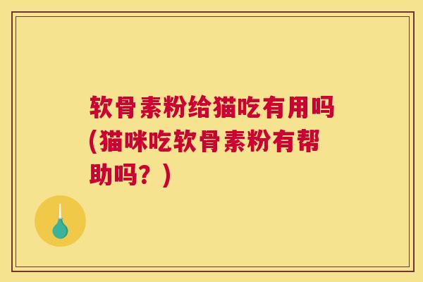 软骨素粉给猫吃有用吗(猫咪吃软骨素粉有帮助吗？)