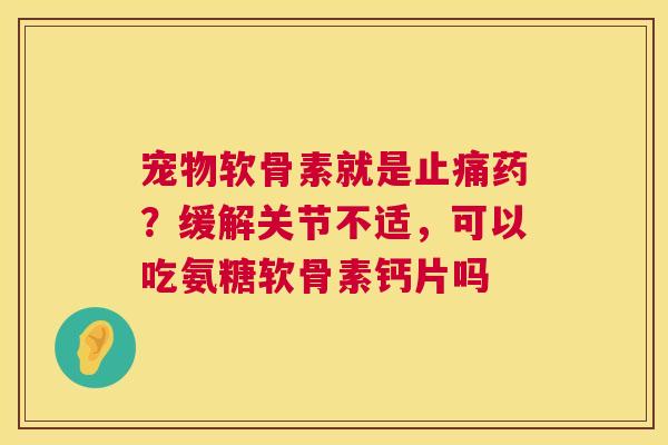 宠物软骨素就是止痛药？缓解关节不适，可以吃氨糖软骨素钙片吗