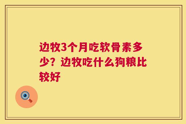 边牧3个月吃软骨素多少？边牧吃什么狗粮比较好