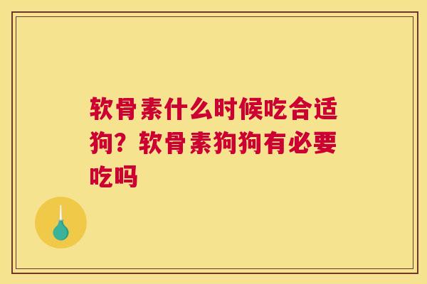 软骨素什么时候吃合适狗?软骨素狗狗有必要吃吗