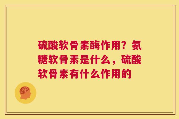 硫酸软骨素酶作用?氨糖软骨素是什么,硫酸软骨素有什么作用的
