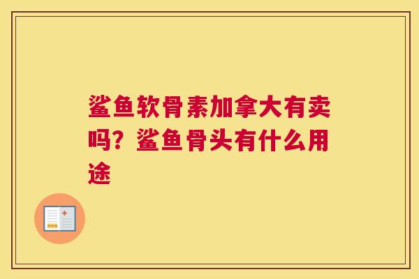 鲨鱼软骨素加拿大有卖吗?鲨鱼骨头有什么用途