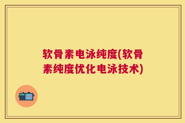 软骨素电泳纯度(软骨素纯度优化电泳技术)