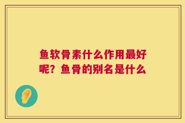 鱼软骨素什么作用最好呢?鱼骨的别名是什么