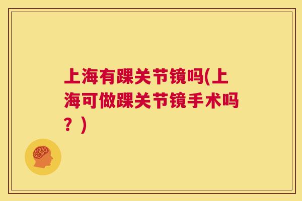 上海有踝关节镜吗(上海可做踝关节镜手术吗?)
