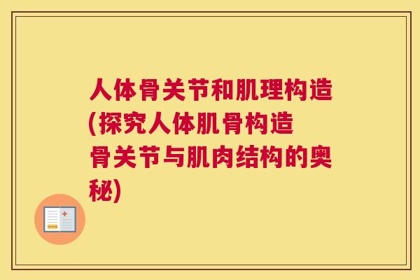 人体骨关节和肌理构造(探究人体肌骨构造 骨关节与肌肉结构的奥秘)