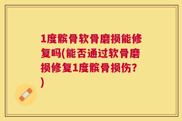 1度髌骨软骨磨损能修复吗(能否通过软骨磨损修复1度髌骨损伤?)