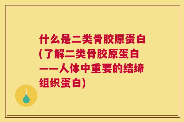 什么是二类骨胶原蛋白(了解二类骨胶原蛋白——人体中重要的结缔组织蛋白)