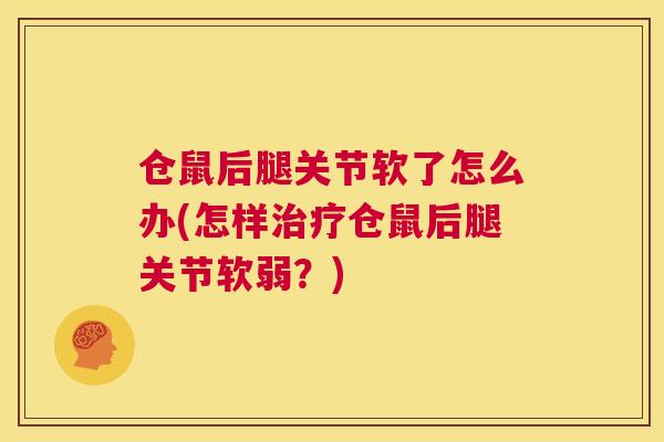 仓鼠后腿关节软了怎么办(怎样治疗仓鼠后腿关节软弱？)