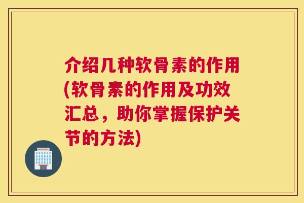 介绍几种软骨素的作用(软骨素的作用及功效汇总,助你掌握保护关节的方法)