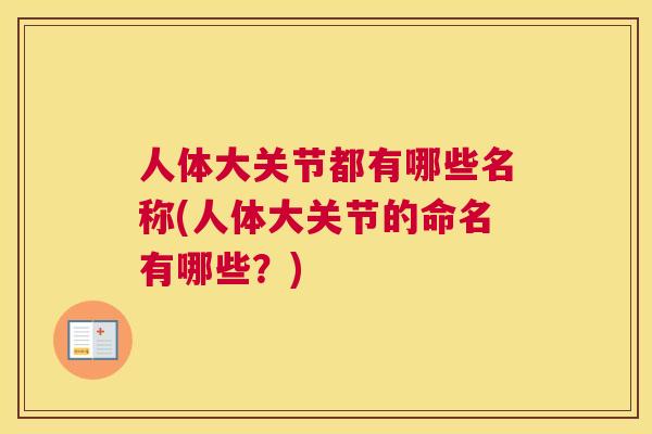 人体大关节都有哪些名称(人体大关节的命名有哪些?)
