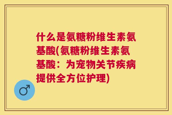什么是氨糖粉维生素氨基酸(氨糖粉维生素氨基酸:为宠物关节疾病提供全方位护理)