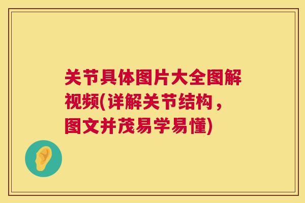 关节具体图片大全图解视频(详解关节结构,图文并茂易学易懂)