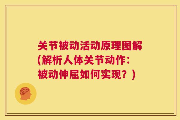 关节被动活动原理图解(解析人体关节动作:被动伸屈如何实现?) 关节被动活动原理图解(解析人体关节动作:被动伸屈如何实现?)
