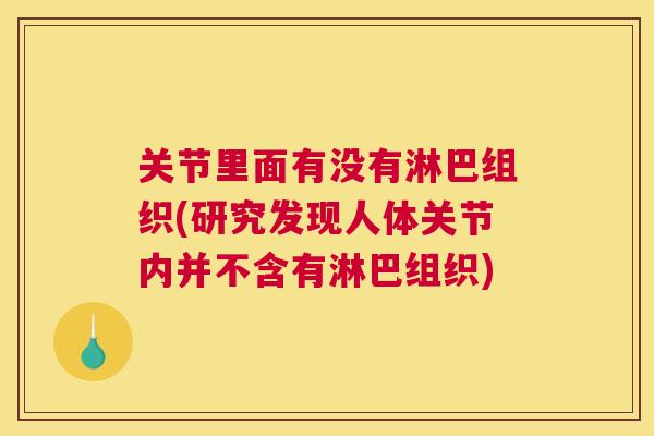 关节里面有没有淋巴组织(研究发现人体关节内并不含有淋巴组织)