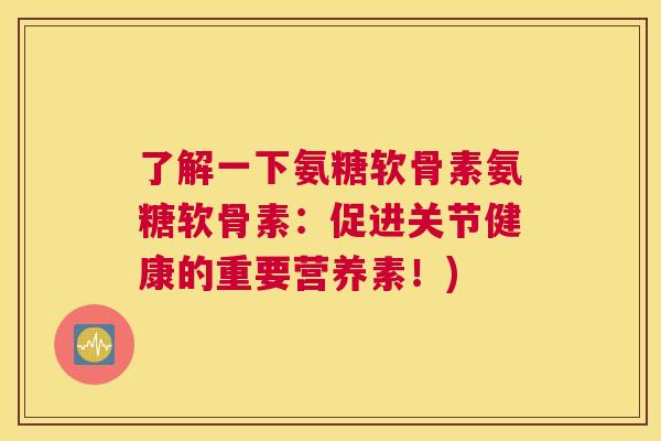 了解一下氨糖软骨素氨糖软骨素：促进关节健康的重要营养素！)