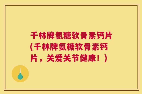 千林牌氨糖软骨素钙片(千林牌氨糖软骨素钙片,关爱关节健康!)