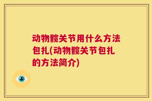 动物髋关节用什么方法包扎(动物髋关节包扎的方法简介)