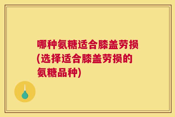 哪种氨糖适合膝盖劳损(选择适合膝盖劳损的氨糖品种)
