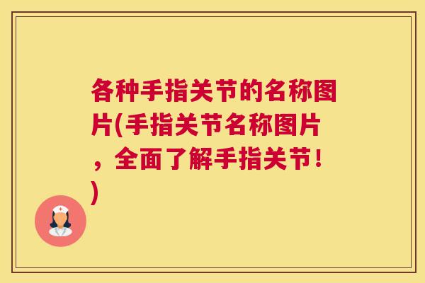 各种手指关节的名称图片(手指关节名称图片,全面了解手指关节!) 各种手指关节的名称图片(手指关节名称图片,全面了解手指关节!)
