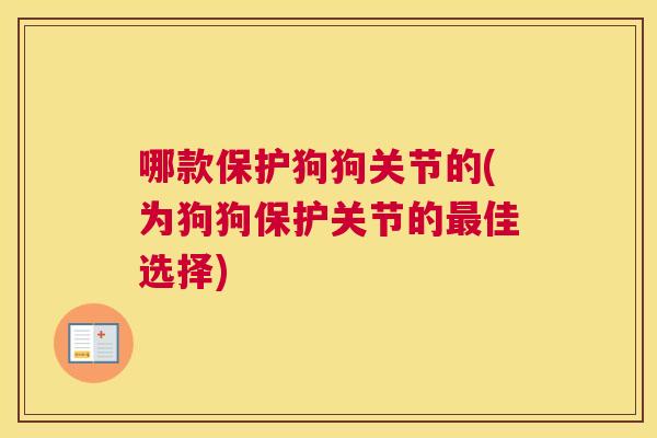 哪款保护狗狗关节的(为狗狗保护关节的最佳选择)