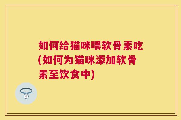 如何给猫咪喂软骨素吃(如何为猫咪添加软骨素至饮食中)