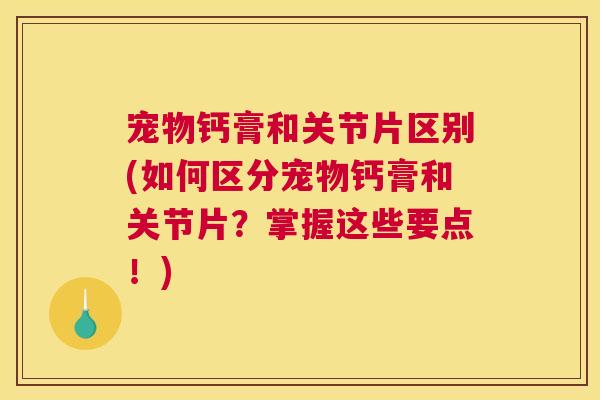 宠物钙膏和关节片区别(如何区分宠物钙膏和关节片?掌握这些要点!)