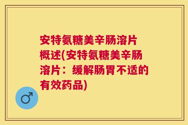 安特氨糖美辛肠溶片 概述(安特氨糖美辛肠溶片：缓解肠胃不适的有效药品)