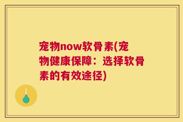 宠物now软骨素(宠物健康保障:选择软骨素的有效途径) 宠物now软骨素(宠物健康保障:选择软骨素的有效途径)