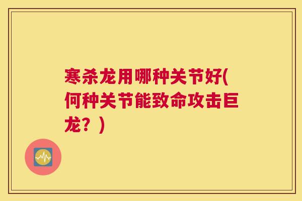 寒杀龙用哪种关节好(何种关节能致命攻击巨龙？)