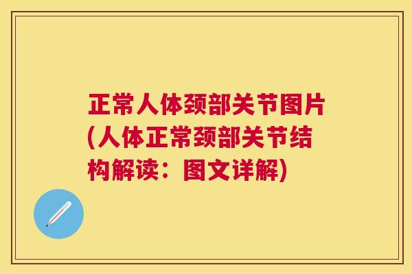 正常人体颈部关节图片(人体正常颈部关节结构解读:图文详解)