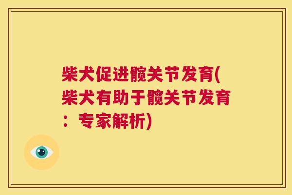 柴犬促进髋关节发育(柴犬有助于髋关节发育：专家解析)
