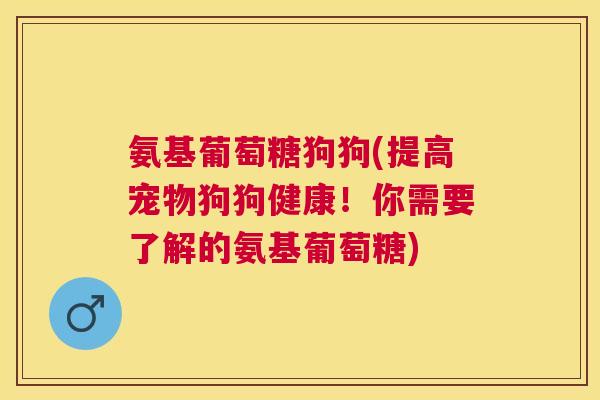 氨基葡萄糖狗狗(提高宠物狗狗健康！你需要了解的氨基葡萄糖)