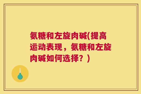 氨糖和左旋肉碱(提高运动表现,氨糖和左旋肉碱如何选择?)