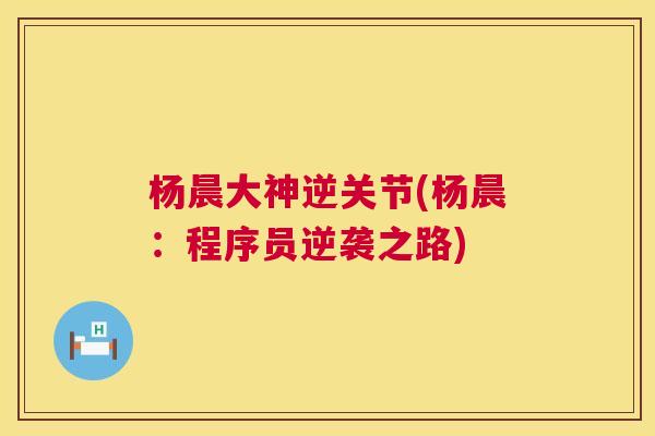 杨晨大神逆关节(杨晨:程序员逆袭之路)