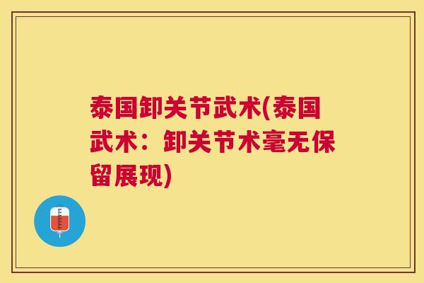 泰国卸关节武术(泰国武术:卸关节术毫无保留展现) 泰国卸关节武术(泰国武术:卸关节术毫无保留展现)