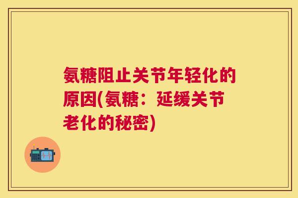 氨糖阻止关节年轻化的原因(氨糖:延缓关节老化的秘密) 氨糖阻止关节年轻化的原因(氨糖:延缓关节老化的秘密)