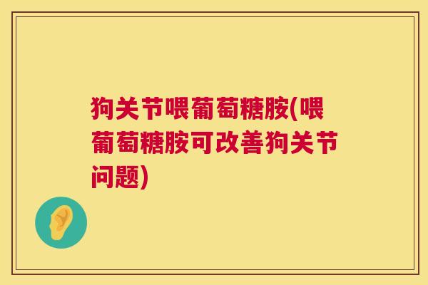 狗关节喂葡萄糖胺(喂葡萄糖胺可改善狗关节问题)