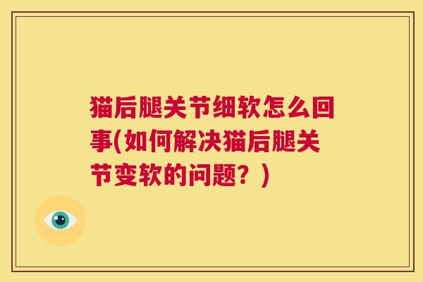 猫后腿关节细软怎么回事(如何解决猫后腿关节变软的问题?) 猫后腿关节细软怎么回事(如何解决猫后腿关节变软的问题?)